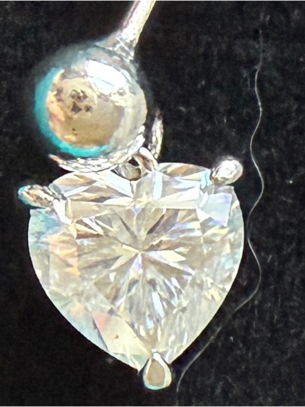 Moissanite 2tcw 925 Silver Heart Drop Earrings - Picture 2 of 4